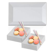 Elegant Disposable Plastic Dessert Plates 120 Pcs - Heavy Duty Fancy Rectangle White Salad Plates - Reusable Appetizer Cake Plates - Bulk Party Supplies For Wedding, Easter, Birthday & All Occasions