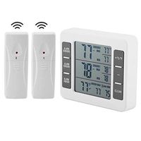 Wireless Digital Refrigerator Thermometer with 2 Sensor, Over Temperature Audible Alarm, LED Display, Temperature Trend Indicator Arrow