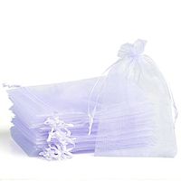Naler 120Pcs Organza Drawstring Pouches Candy Jewelry Party Christmas Wedding Favor Gift Bags, 3"x4", White