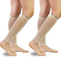 Compression Calf Sleeves (20-30mmHg) for Men & Women - Leg Compression Socks for Shin Splint,Running,Medical, Travel, Nursing (A - 2 Nude, Large)