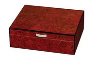 Visol Cedrik Polished Burl Finish Humidor with Free Laser Engraved Metal Plate (Vine Monogram)