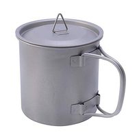 MSlongzc Cups Water Bottles Coffee Cups Vacuum-Insulated Stainless Steel Tumbler Handle for Wide Mouth 400ml Titanium Water Mug Cup with Lid Folding Handle Outdoor Camping Cooking Pot