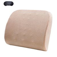 Qutool Memory Foam Back Cushion with Eye Mask Lumbar Back Orthopedic Support Pillow for Office Chair Desk Car Adjustable Straps Lumbar Pillow Apricot