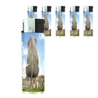 Butane Refillable Electronic Lighter Set of 5 Pieces Elephant Design-009