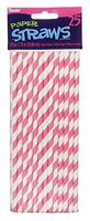 Darice 1158-83 25-Piece Paper Straws Set, Pink Stripe