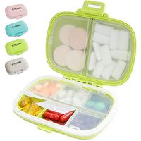 SYOSIN Portable Pill Organizer, 8 Compartments Travel Pill Organizer Daily Pill Case, Moisture Proof Small Pill Box to Hold Vitamins, Cod Liver Oil, Supplements (Green)