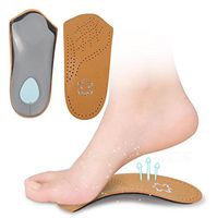 3/4 Leather Orthotic Insoles, O/X Type Leg & Flat Feet Corrective Shoes Inserts, Semi Rigid Plantar Fasciitis Arch Supportive Metatarsal Padding, Elastic & Shock Absorber Heel Cushioning (S)