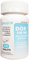 Major Pharmaceuticals 700401 Docusate Sodium Stool Softener Tablet, Compare to Colace, 100 mg, White (Pack of 100)