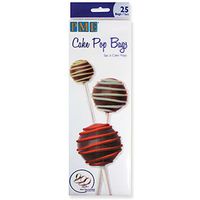 PME Cake Pop Bags with Silver Ties, 25-Pack, 8 x 0.1 x 25 cm, Transparent