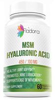 Hyaluronic Acid and MSM Nutritional Supplement, 450/100mg – Anti-Inflammatory Supports Joint Health and Collagen Production for Healthy Skin, 60 Vegetarian Capsules by Fladora, Non-GMO