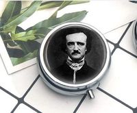 Edgar Allan Poe Compact 3 Compartment Medicine Case, Pill Box for Pocket or Purse Pill Box Decorative Pill Case with Gift Box