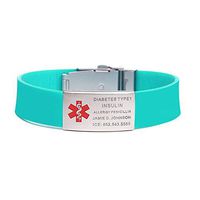 BAIYI Medical Alert Bracelet - Teal Silicone Band with Stainless Steel Medical ID Badge - Custom Medical ID Emergency Bracelet