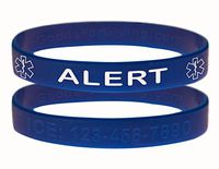 Custom Medical Alert ID Bracelet Wristbands - 2 Pack - Blue - 6 Inches - Toddler