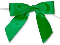 6ct. Pre-Tied Kelly Green 3" Satin Gift Bows Wire Ties Ready-to-Use 7/8" Ribbon
