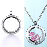 Floating Charm Glass Round Locket DIY Necklace Living Memory Glass Pendant Pretty Beautiful For gift Simple Lovely Cheap Jewerly Womens Comfortable Accessory