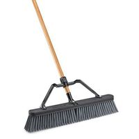 LIBMAN 826 Push Broom with Hard Polymer Support Brace, 18", Heavy-Duty Bristles, Recycled Steel Handle