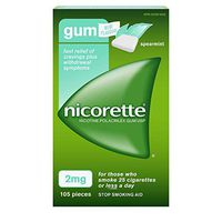 Nicorette Gum, Nicotine 2 Mg, Spearmint Flavour, Quit Smoking Aid and Smoking Cessation Aid, 105 Count