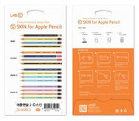 LAB.C C-Skin for Apple Pencil 2 [Classic] 4 Colors (Classic Orange, Classic Navy, Classic Light Grey, Stripe-Red) Sticker Type(4pcs in 1 Package)