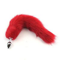 WENWING Smooth Soft Red Animal Tail B'ut.t Plug Metal Amal Plug Stopper 38cm Long Massager Shower Enema Backcourt Stopper Sxx Toys