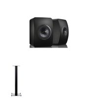 KEF LS50 Special Edition Black Speaker Pair +  Floorstands