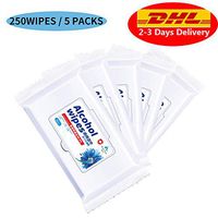 Alcohol Detergent Wipes (5 Packs,250Wipes) Large Wet Wipes 75% Soft Alcohol Wipes(8"x6") for All-Purpose Cleaning