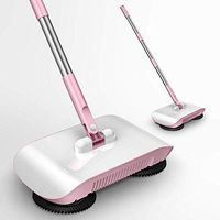 Jsmhh INSN Compact Floor Sweeper,Household Cleaning Hand Push Automatic Sweeper Broom ndash; Including Broom Dustpan,Works on Hard Floor Low Pile Carpet,Blue (Color : Pink)