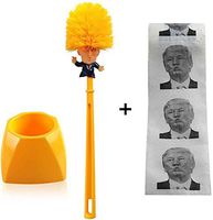 LadyRosian Toilet Bowl Cleaner Brush and Holder - Funny Toilet Brush with Printed Toilet Paper - Deep Cleaning Toilet Scrubber - Toilet Brush Sturdy, Yellow Design, Easy Grip