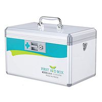 Zzmop Medicine Storage Box-Lock Medicine Cabinet-with Portable Handle and Shoulder Strap, Compartments First Aid Box Medical Precription Storage Box, Aluminum (Silver)