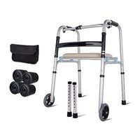 ZSMPY Folding Four-Wheel Roller Walker with Padded seat, Lockable Brake, Ergonomic Handle and Carrying case ZS