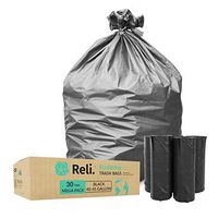 Reli. EcoStrong 40-45 Gallon Trash Bags (30 Count) Eco-Friendly Recyclable - 40 Gallon - 44 Gallon - 45 Gallon Black Garbage Bags, Made of Recycled Material, Black Garbage Bags 40-45 Gal Capacity