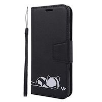 Lomogo Leather Wallet Case for Galaxy A6 (2018) with Stand Feature Card Holder Magnetic Closure, Shockproof Flip Case Cover for Samsung Galaxy A6 2018 - LOGHU050061 Black