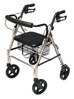 Lumex Walkabout Contour Deluxe Rollator with Seat - Larger 8" Wheels & Padded Backrest for Upgraded Comfort - Champagne, RJ4805CH