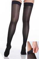 BriteLeafs Sheer Compression Stockings Thigh High 20-30 mmHg, Firm Support, Stay-Up Silicone Band, Closed Toe (XX-Large, Black)