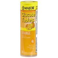 MAJOR Glucose TABS 4GM Fast Dextrose (ANHYDROUS)-4 GM Orange 10 Tablets UPC 309045896150