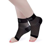 Athletec Sports Compression Foot Sleeves with Arch Support to Help Relieve Plantar Fasciitis Aches, Pains, Swelling, Heel Pain, and Treatment for Everyday Use - Size Medium in Black (One Pair)