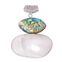 Natural Pearl Abalone Shell 18K White Gold Filled Women Jewelry Pendant FD780 Prom Woman Pretty Beautiful Cute Stylish Simple Lovely Elegant Fashionable