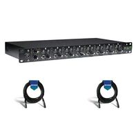 Mackie HM-800 Rack-Mountable 8-Channel Headphone Amplifier - with 2 Pack 20' Heavy Duty 7mm Rubber XLR Microphone Cable
