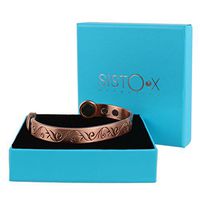 SISTO-X Super Strong Magnetic Bangle Scrolls Design by Sisto-X® Copper Bracelet 6 Magnets Health Rare Earth Ndfeb Medium (160-190Mm)