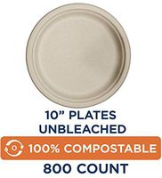 100% Compostable Plates by World Centric, Made from Unbleached Plant Fiber, 10" (Pack of 800)