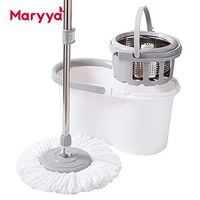 Maryya Microfiber Spin Mop Set with Bucket, Color Gray, Spin mop with Bucket System