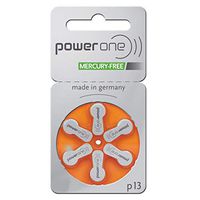 PowerOne Size 13 Hearing Aid Zinc Air Battery - 6-Pack - Mercury Free (P13)