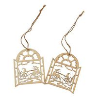 Kanzd 10pc Wooden Christmas Snowflake Cutouts Embellishments Wood Ornament Xmas Gift Tag Party House Decor (A)