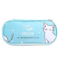 Putars Cute Cartoon Student Leather Pencil Pen Case Box Makeup Pouch Brush Holder Bag