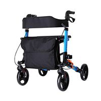 Walkers for Seniors with Seat Trolley Walker with Wheel with seat, Multi-Function Walker, Elderly, Disabled, Injured Patient Multi-Function Walking aid Rolling Walkers (Color : Blue)