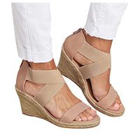 Cenglings Wedge Sandals,Women's Plus Size Open Toe Leopard Print Espadrilles Rome Shoes Elastic Band Cross Strap Platform Shoes(Pink,39)