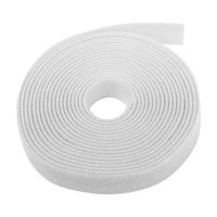 TNP Hook and Loop Tape Strap Cable Ties Fastener (White) (15 Feet) - Sticky Self Adhesive Nylon Fabric Roll Wrap 0.75" Wide 5 Yards Reusable for Cutting Custom Length Cord Wire Fastening