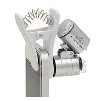 60X Clip-On Microscope Magnifier, with 2 LED Light and 1 UV Lights, Clip-on Micro Lens for Universal Smartphones