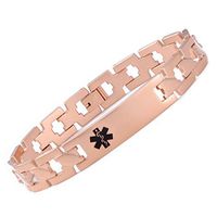 linnalove The Classic Rose Gold Medical Alert id Bracelets for Men and Women(Free Custom Engraved)-6.5