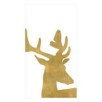 Caspari Alpine Stag Paper Linen Guest Towel Napkins in White, Two Packs of 12