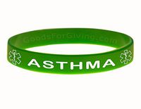 Asthma ID Bracelet Wristband - Green - 7 Inches - Youth